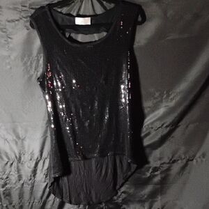 Elegant Black Sequin Tank Top